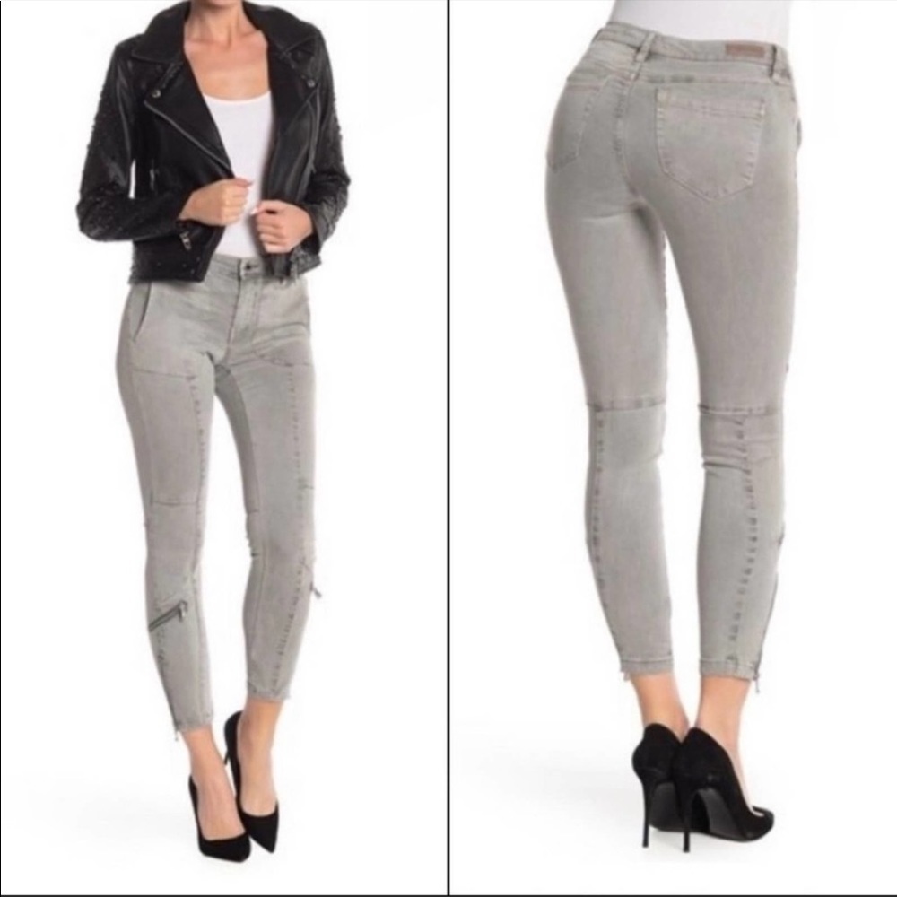 Blank NYC The Reade Crop gray zipper jean